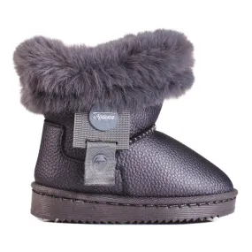 Après-skis fille gris avec fourrure Shelovet
