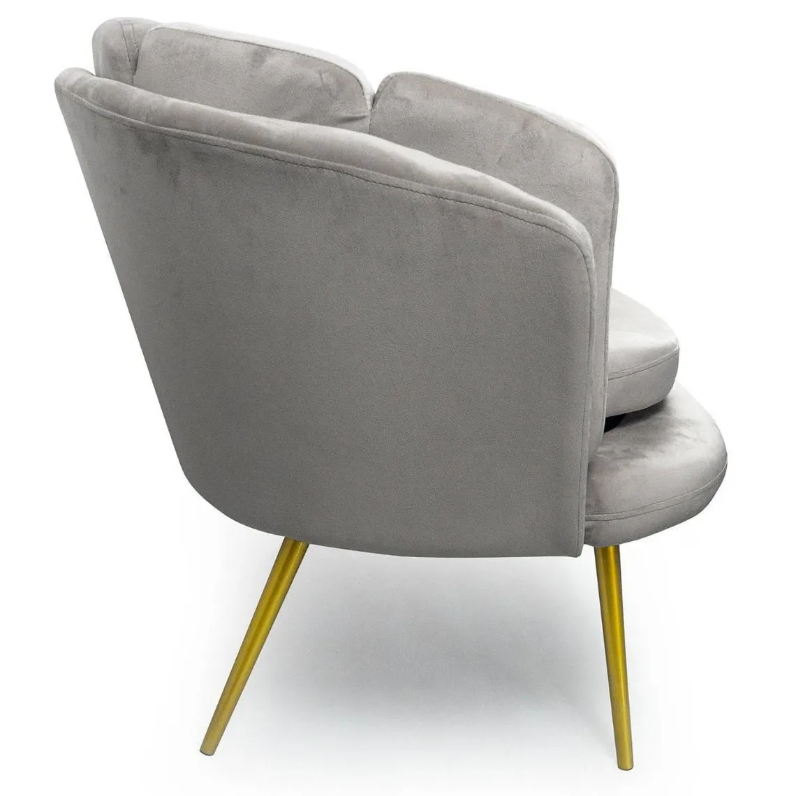 Canapé 3 places arrondi Brenda Velours Argent pieds Or | 3 Suisses