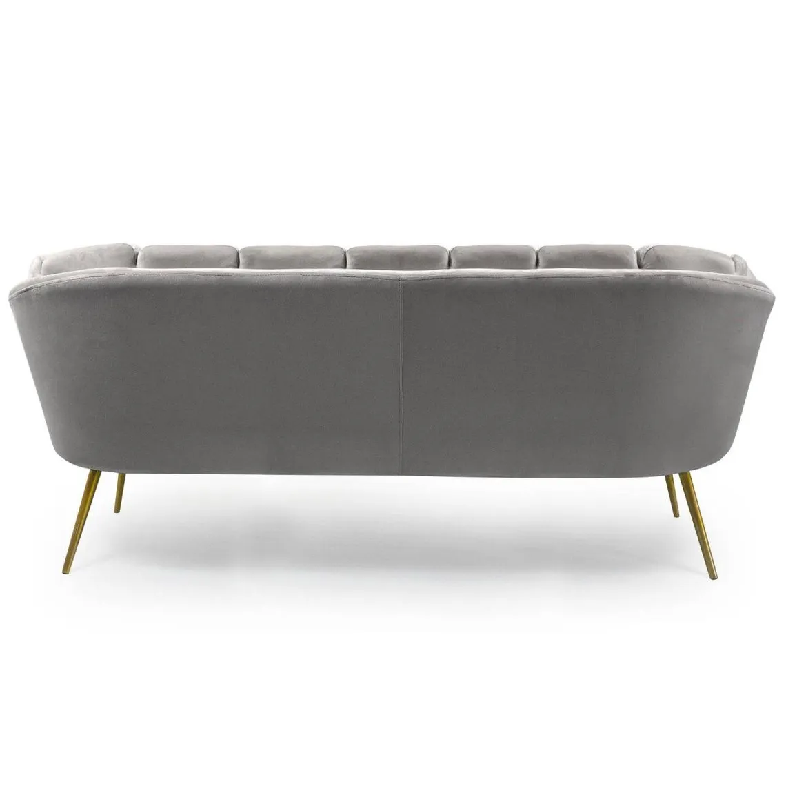 Canapé 3 places arrondi Brenda Velours Argent pieds Or | 3 Suisses