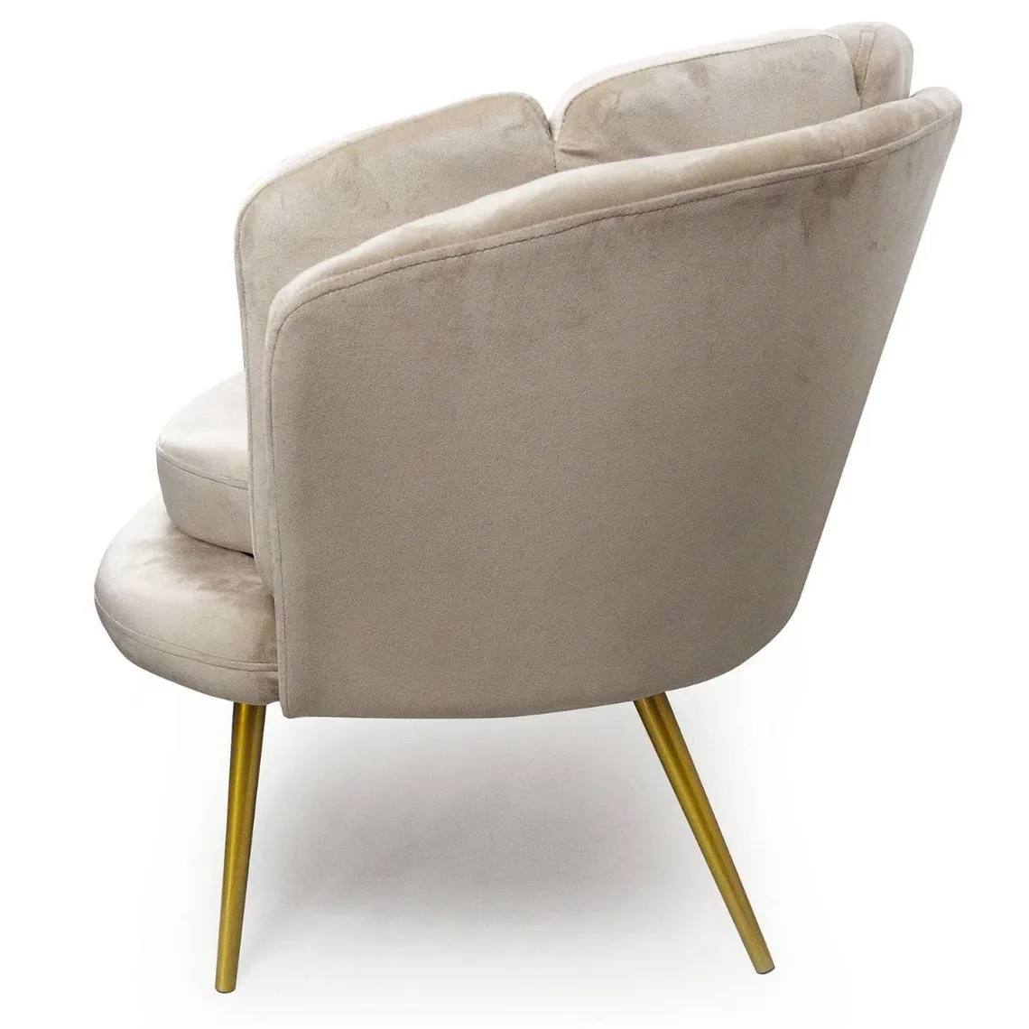Canapé 3 places arrondi Brenda Velours Taupe pieds Or | 3 Suisses