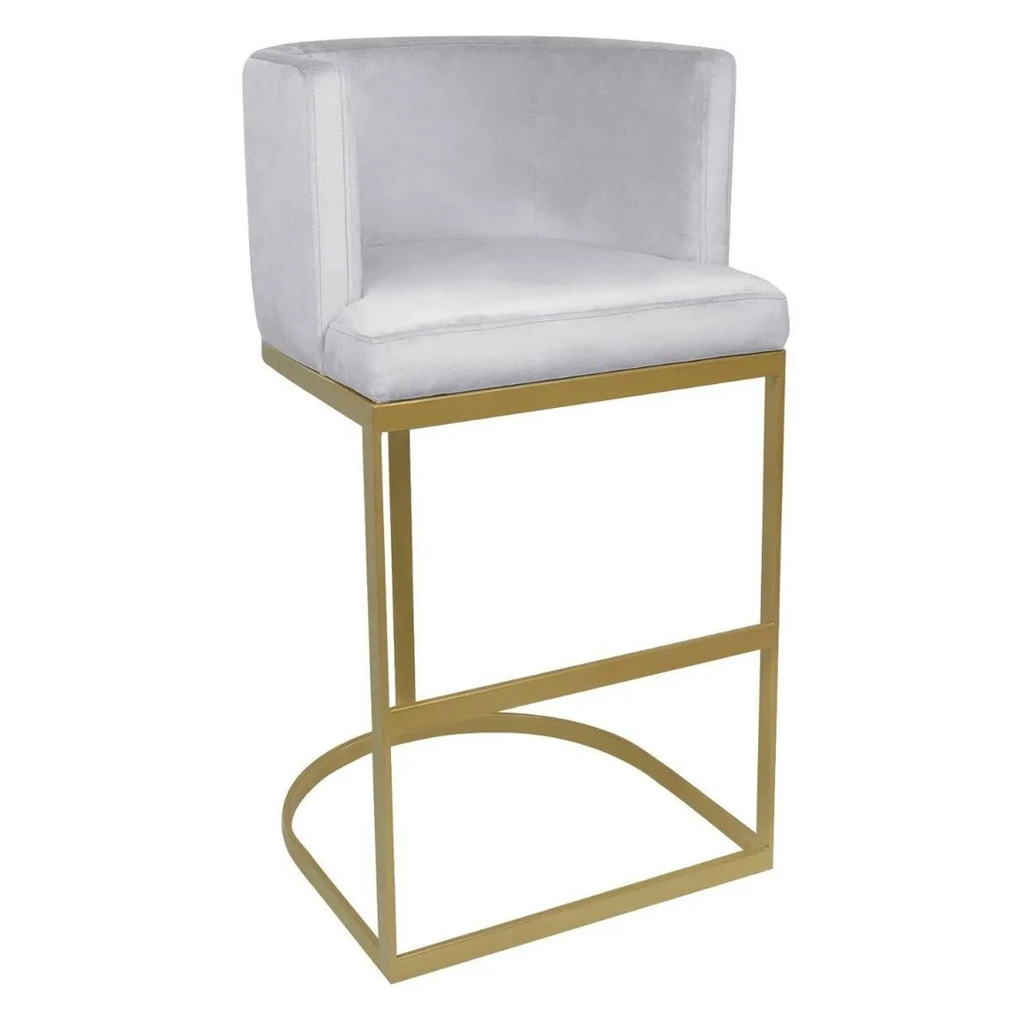 Chaise de bar Noellie Velours Argent Pieds Or | 3 Suisses