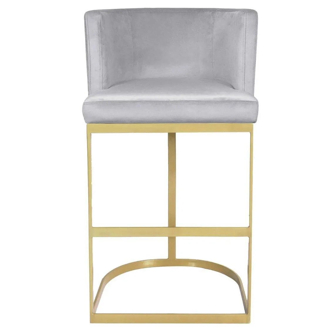 Chaise de bar Noellie Velours Argent Pieds Or | 3 Suisses
