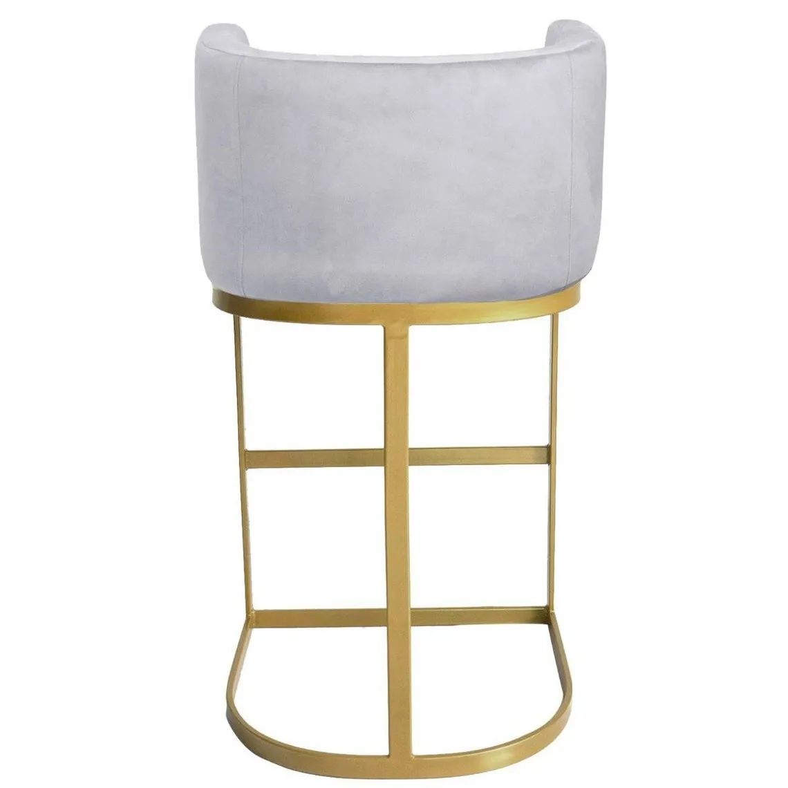 Chaise de bar Noellie Velours Argent Pieds Or | 3 Suisses