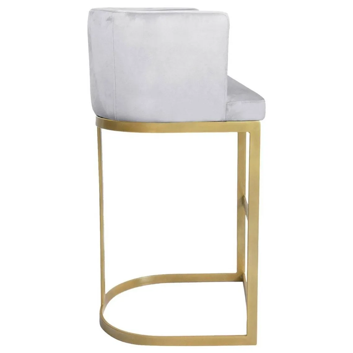 Chaise de bar Noellie Velours Argent Pieds Or | 3 Suisses