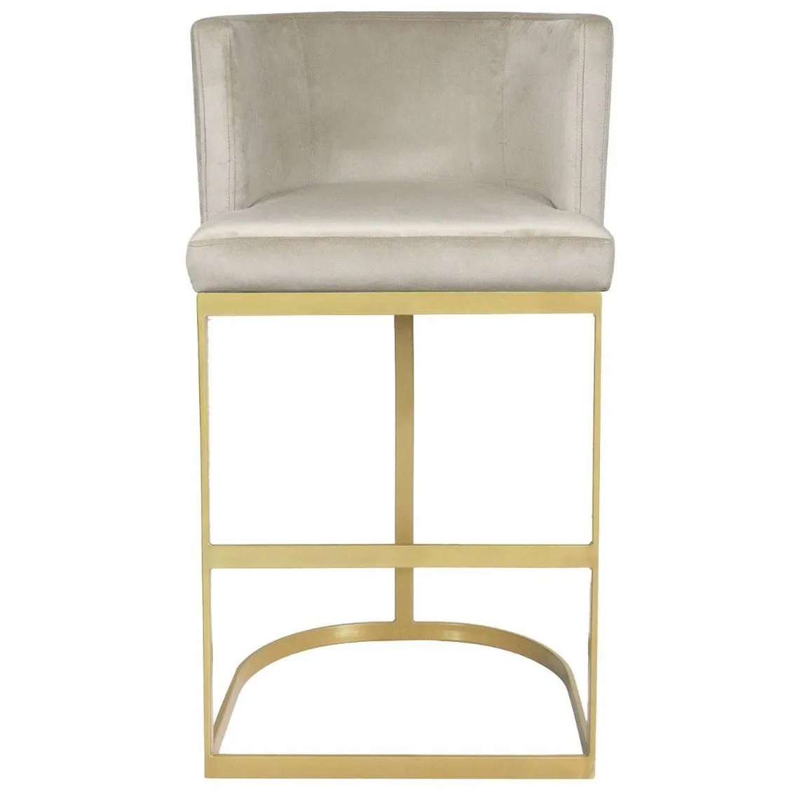 Chaise de bar Noellie Velours Taupe Pieds Or | 3 Suisses