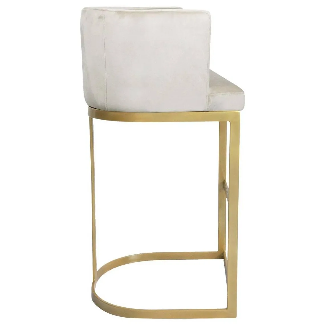 Chaise de bar Noellie Velours Taupe Pieds Or | 3 Suisses