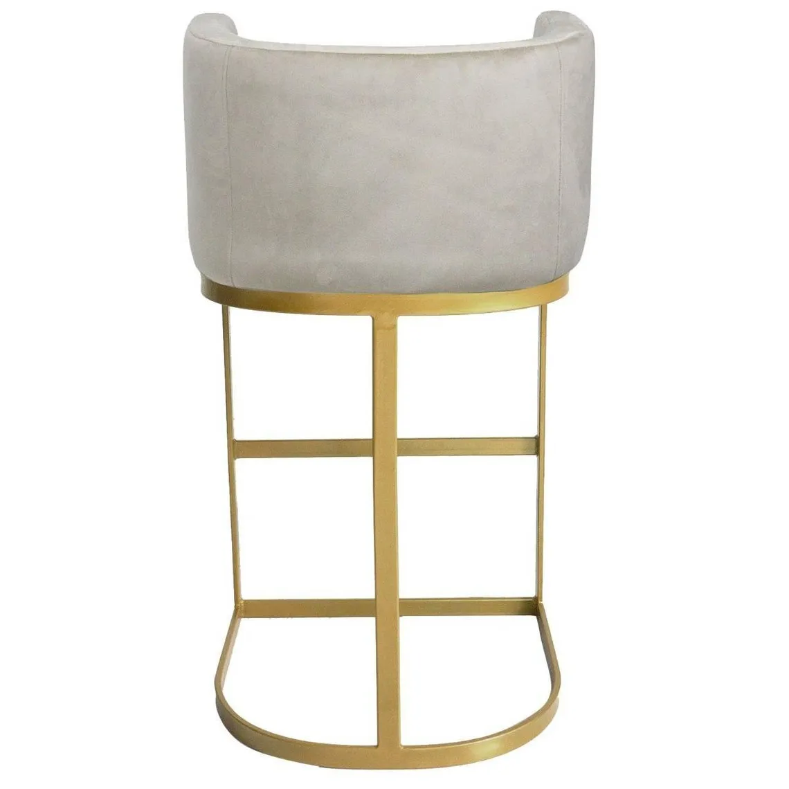 Chaise de bar Noellie Velours Taupe Pieds Or | 3 Suisses
