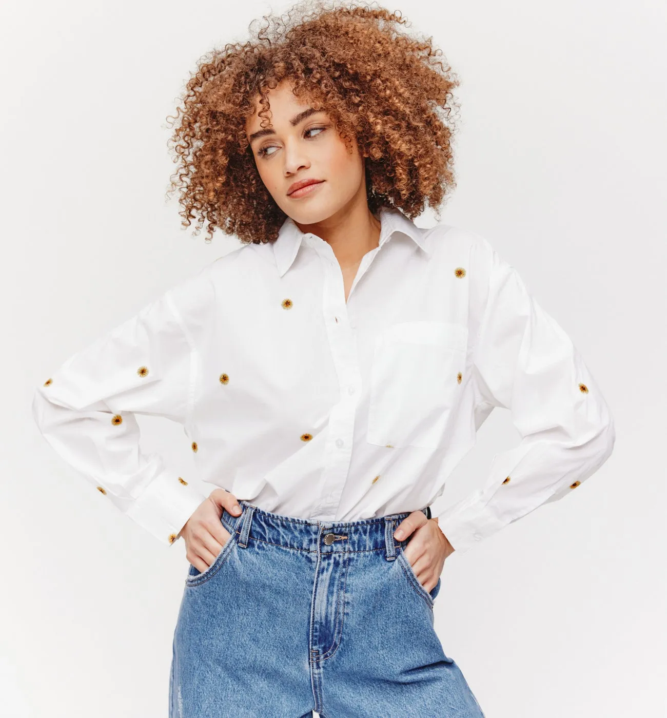 Chemise oversize brodée - Blanc