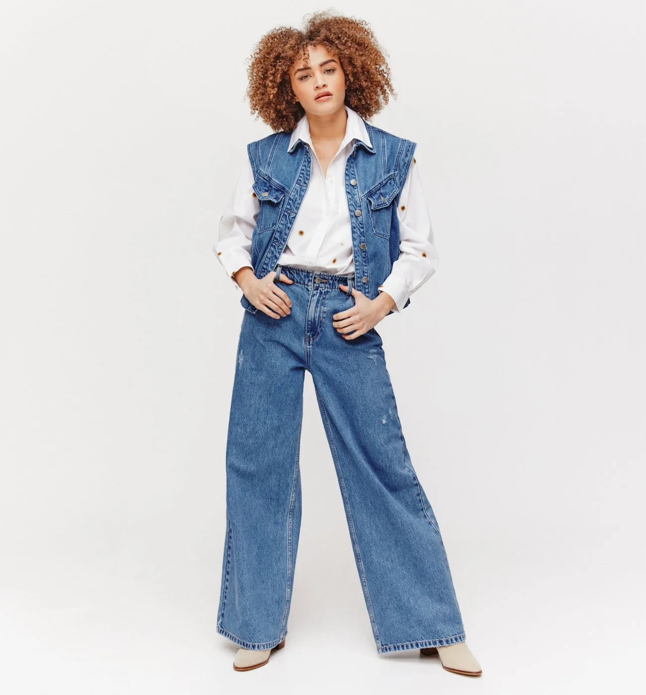 Chemise oversize brodée - Blanc