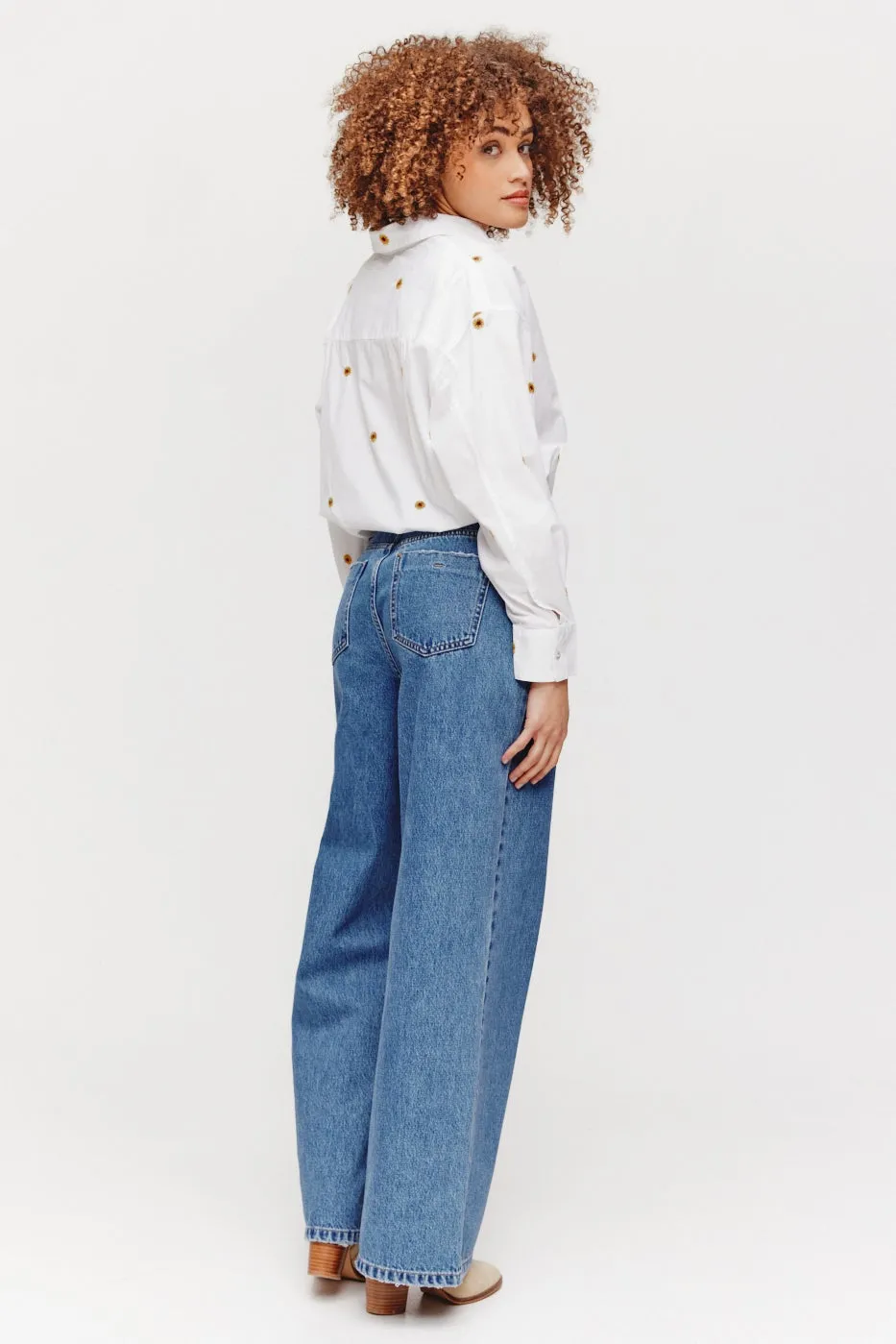Chemise oversize brodée - Blanc