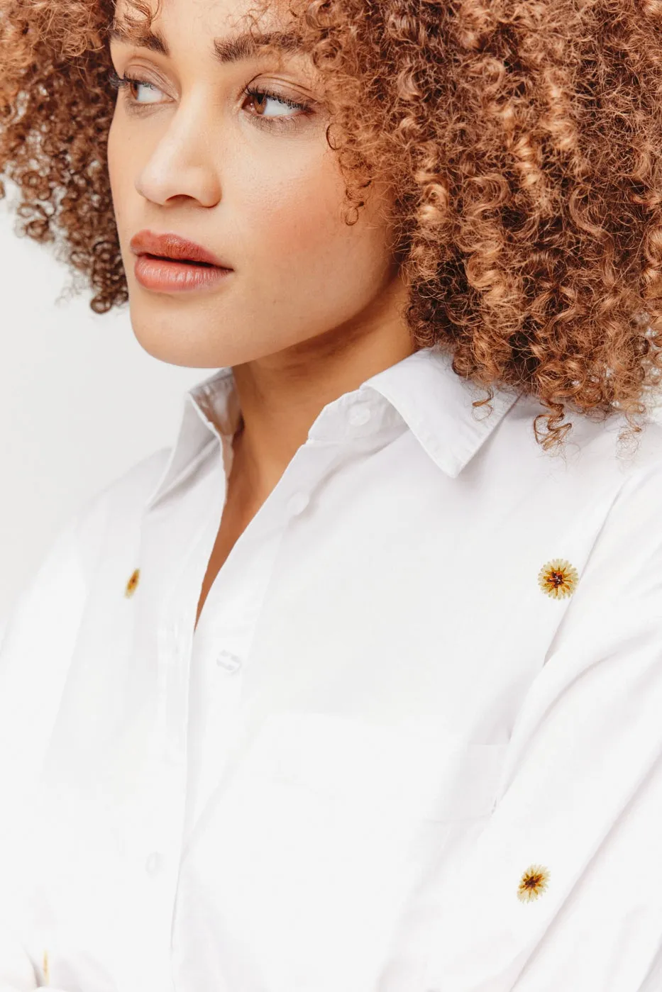 Chemise oversize brodée - Blanc