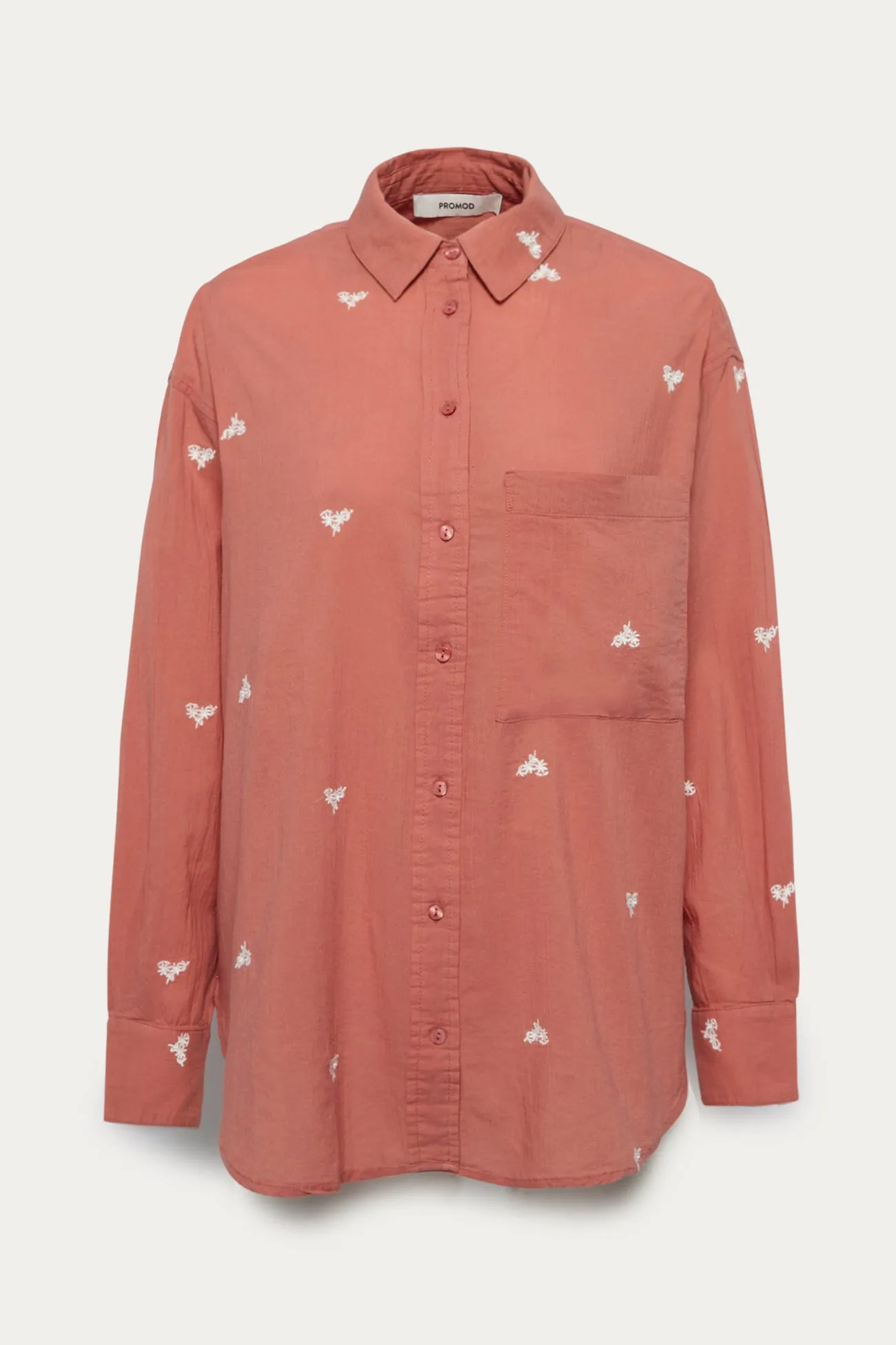 Chemise oversize brodée - Rose