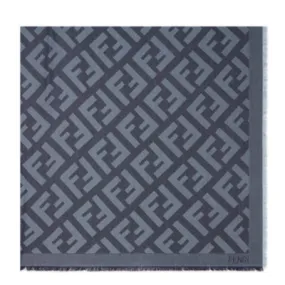 Châle FF - Châle en laine et cachemire bleu | Fendi