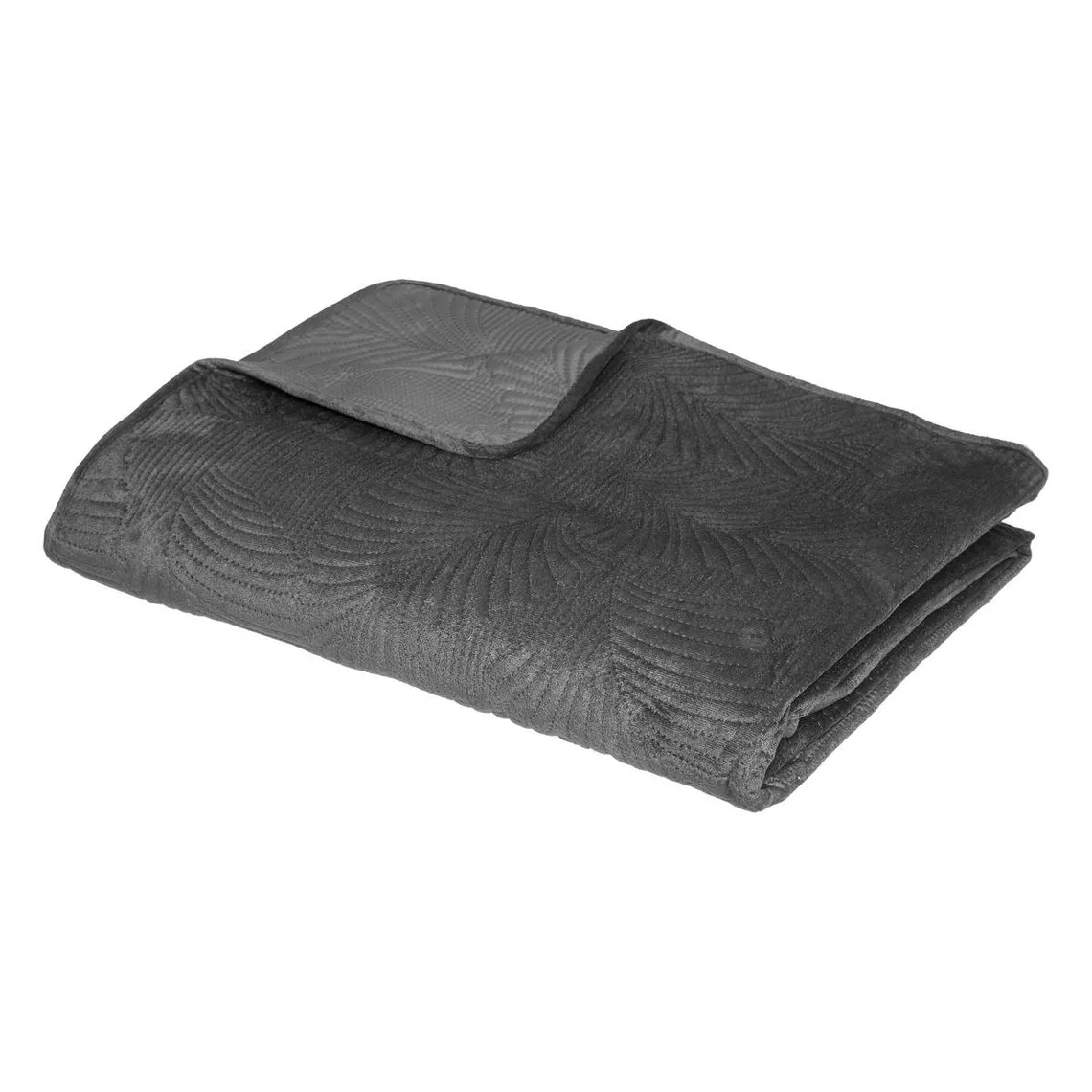 Dessus de Lit Velours Feuille Gris Ardoise 240 x 260 | 3 Suisses