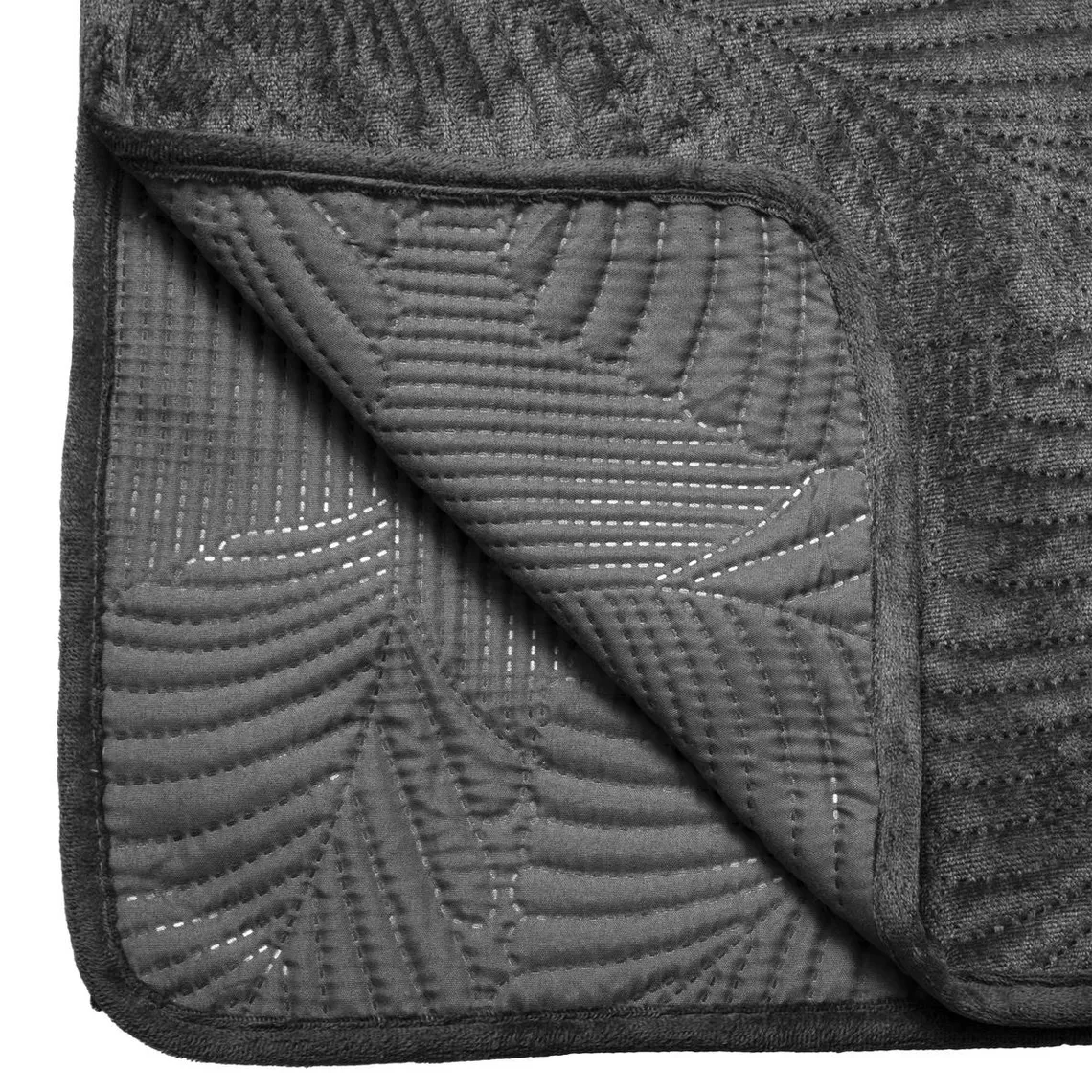 Dessus de Lit Velours Feuille Gris Ardoise 240 x 260 | 3 Suisses