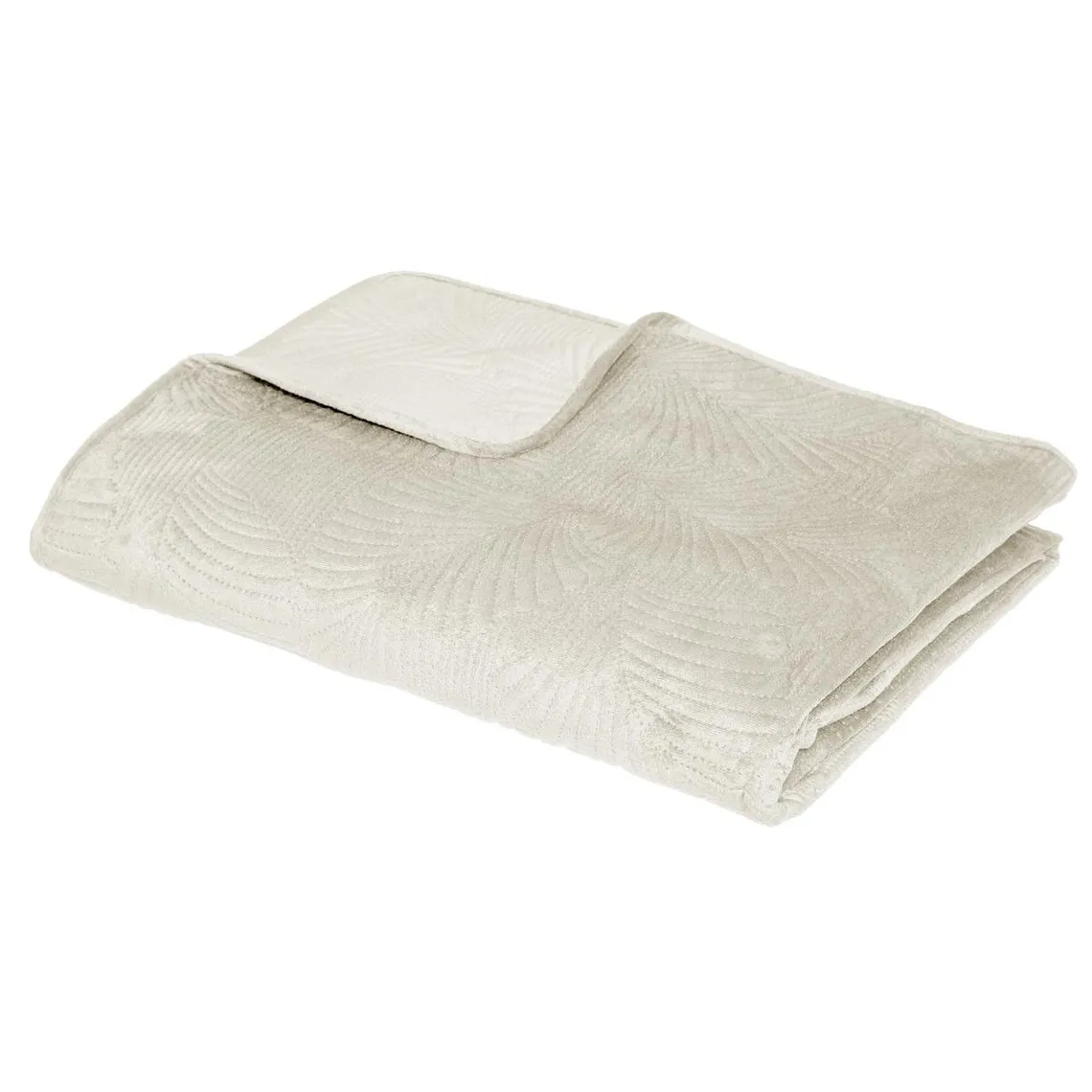 Dessus de Lit Velours Feuille Ivoire 240 x 260 | 3 Suisses