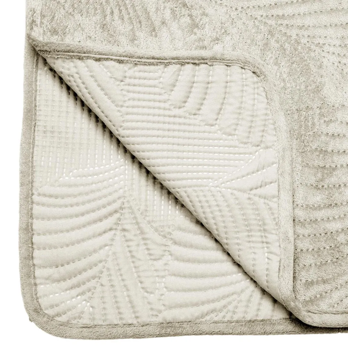 Dessus de Lit Velours Feuille Ivoire 240 x 260 | 3 Suisses