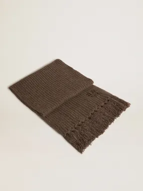Écharpe marron cendré avec broderie contrastée | Golden Goose