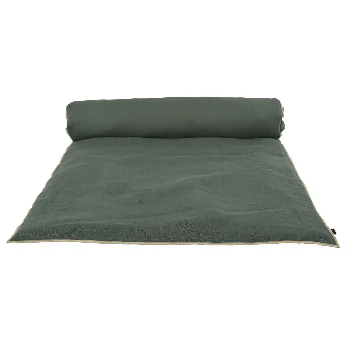Edredon kaki en lin liseré beige (85x200) | CHEZ LES VOISINS