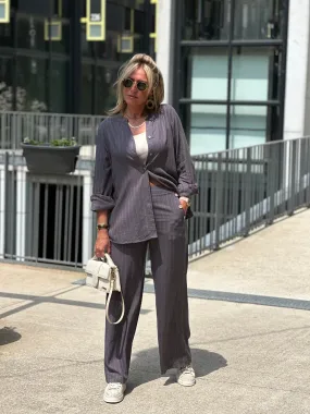 Ensemble rayé Lin Romy Gris
