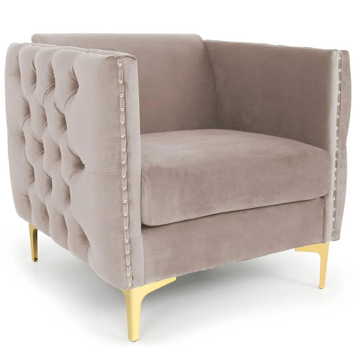 Fauteuil Joshua Velours Taupe | 3 Suisses