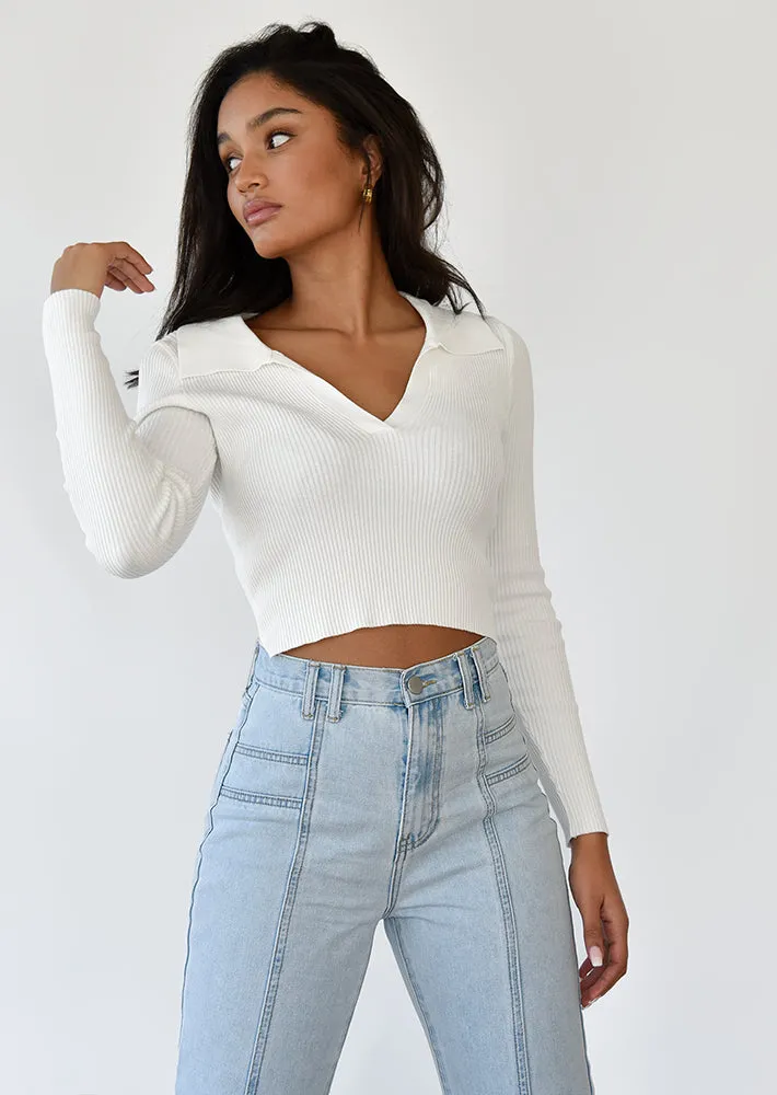 Jean mom fit bleu