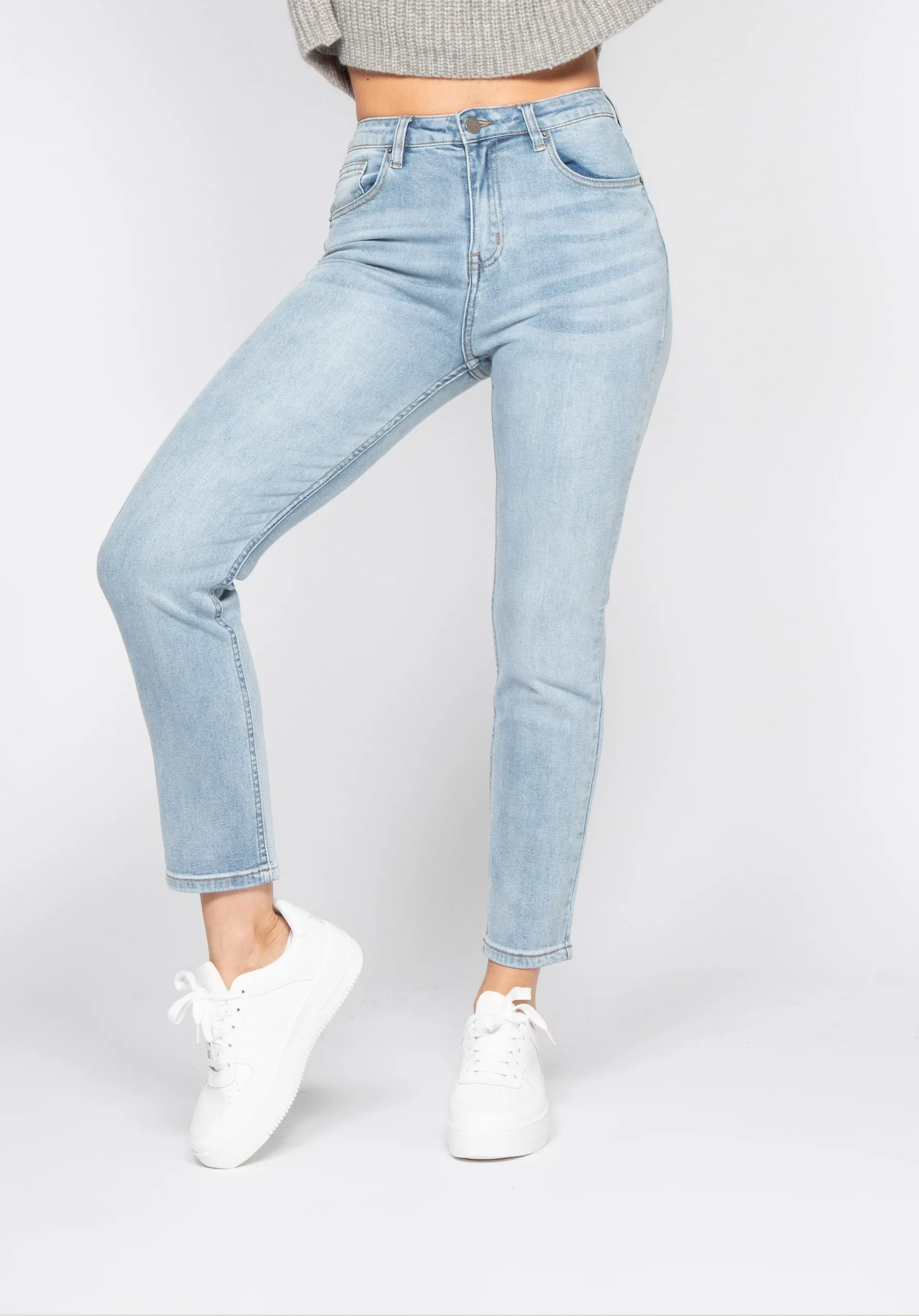 Jean mom fit taille haute