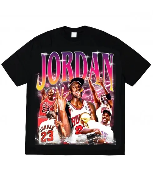 Jordan - T-shirt Noir Oversize Retro