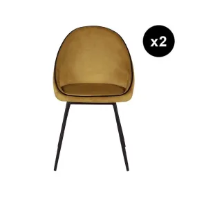 Lot de 2 chaises de repas velours ocre | 3 Suisses