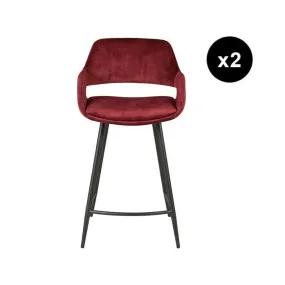 Lot de 2 chaises pour plan de travail velours bordeaux | 3 Suisses