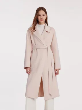 Manteau Femme Double Face Pur Cachemire Avec Ceinture