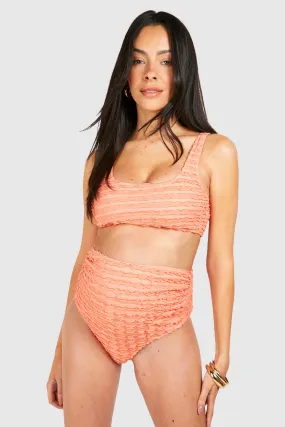 Maternité - Bikini de grossesse texturé à volants