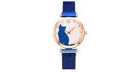 Montre femme maille milanaise Cat's Eyes Blue