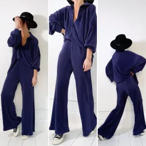 Pantalon fluide violet indigo
