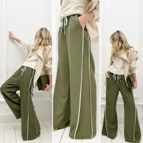 Pantalon kaki taille élastique double bandes