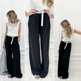 Pantalon noir lin droit
