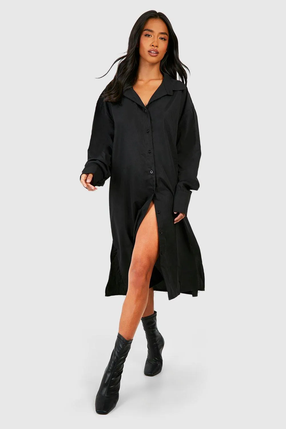 Petite - Robe chemise oversize mi-longue
