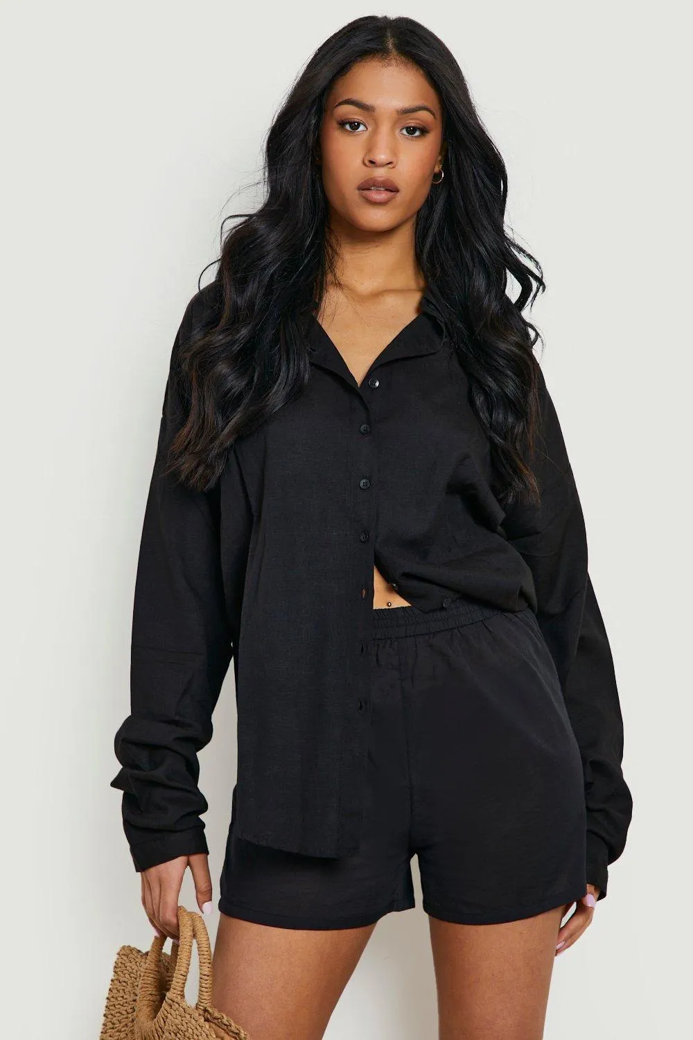 Tall - Chemise oversize effet lin