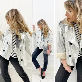 Veste argentée effet vieilli cuir