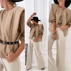 Veste sans manches beige